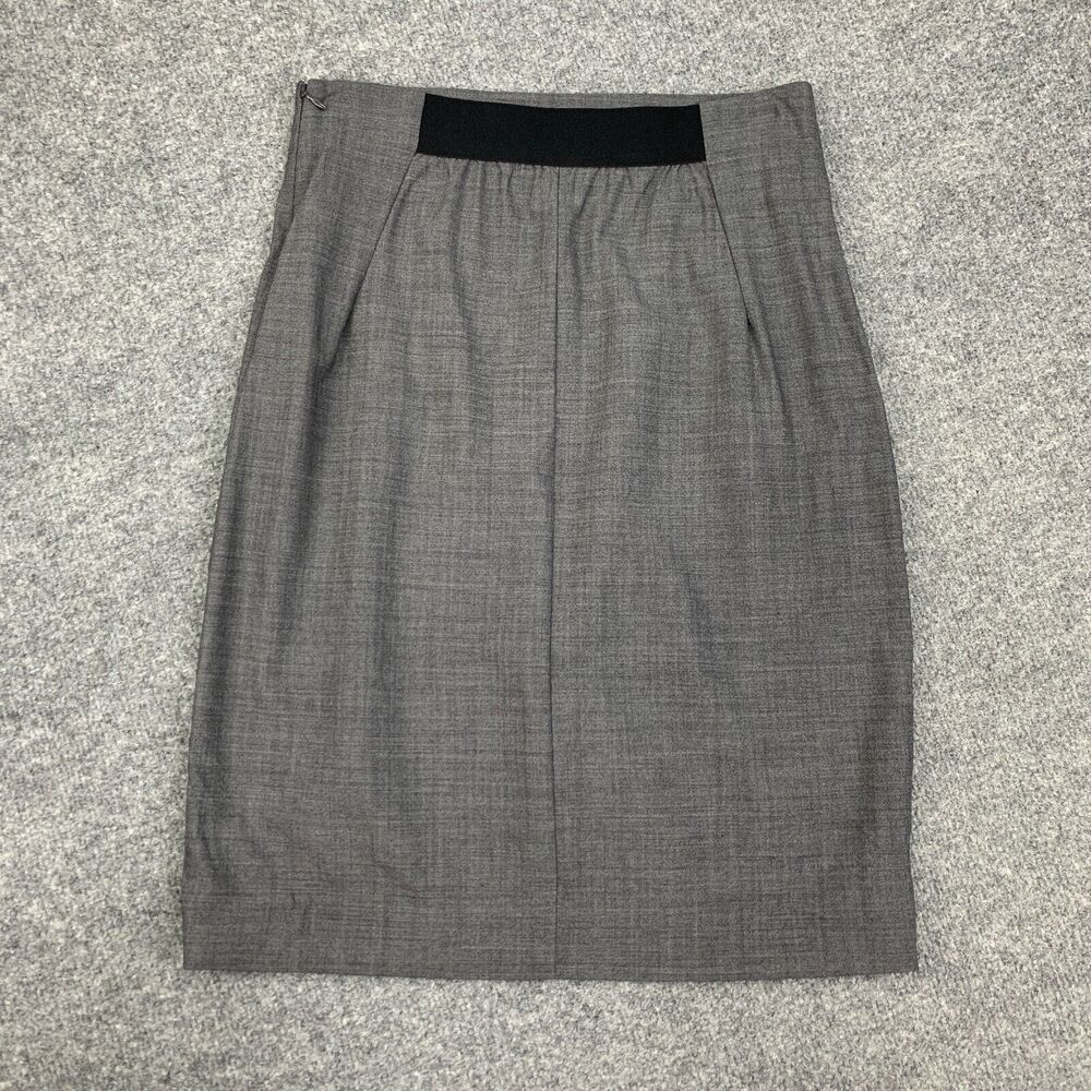 Babaton Skirt Womens 6 Grey Wool Blend Knit Side Zip Stretch Band Waist A-Line - Picture 7 of 13